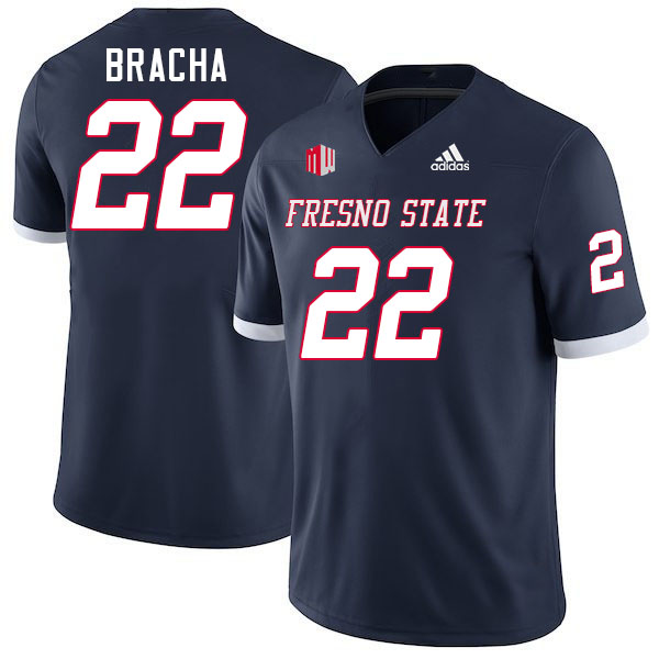 Men #22 Camryn Bracha Fresno State Bulldogs College Football Jerseys Stitched-Navy